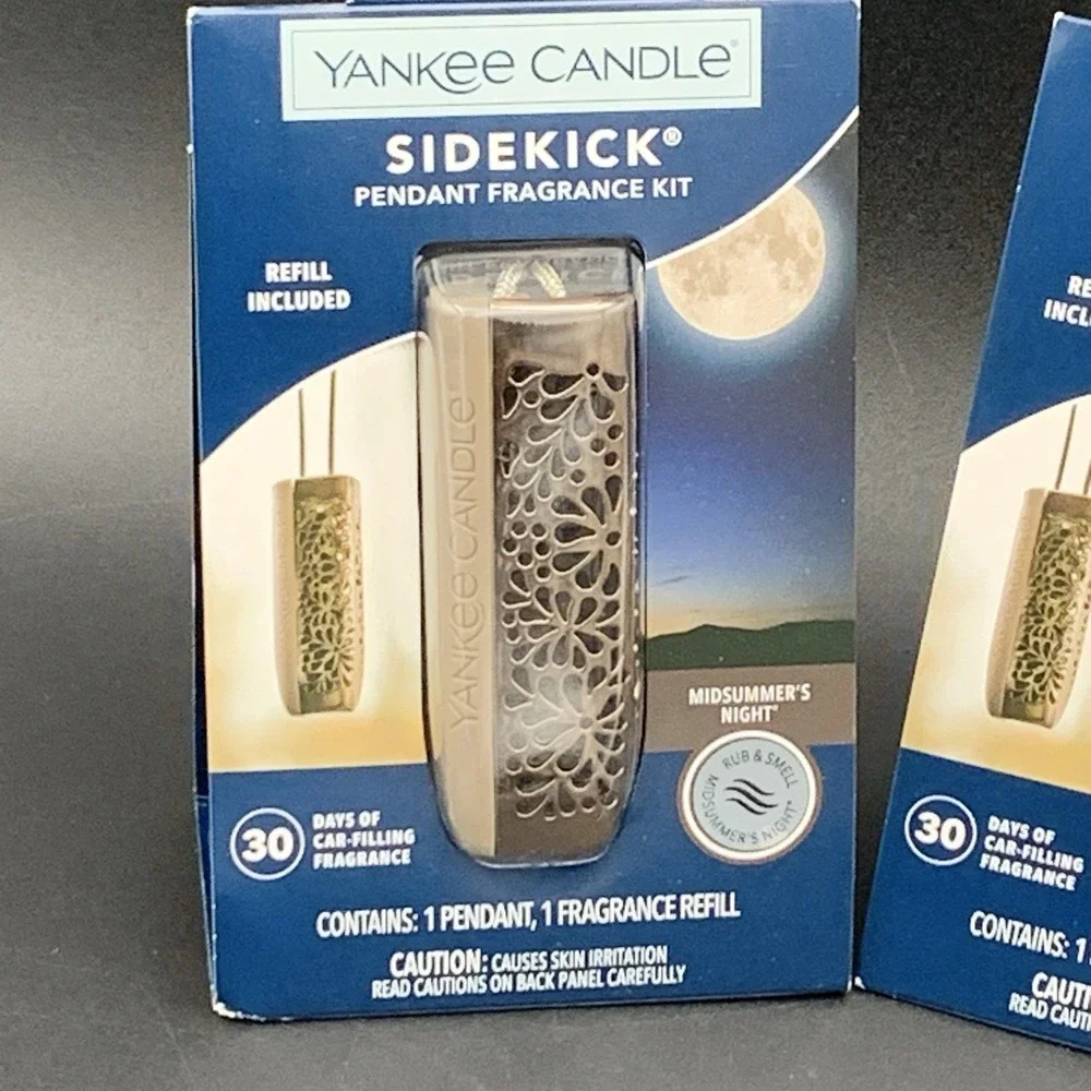 Yankee Candle Sidekick Car Freshener Pendant Starter Kit‎ Midsummer's Night X2